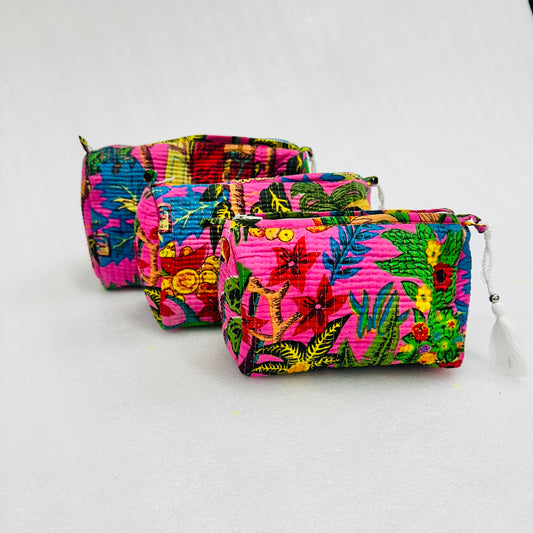 Colorful floral-patterned Travel Organizer Pouch, Cosmetic Bags, Toiletry Kit