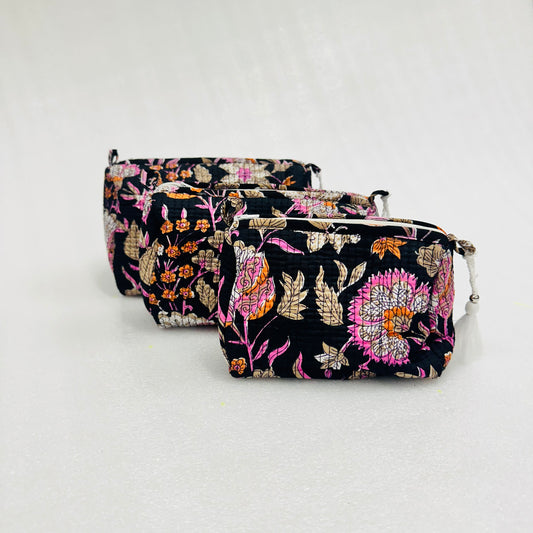 Floral Pink flower patterned Travel Organizer Pouch, Cosmetic Bags, Toiletry Kit