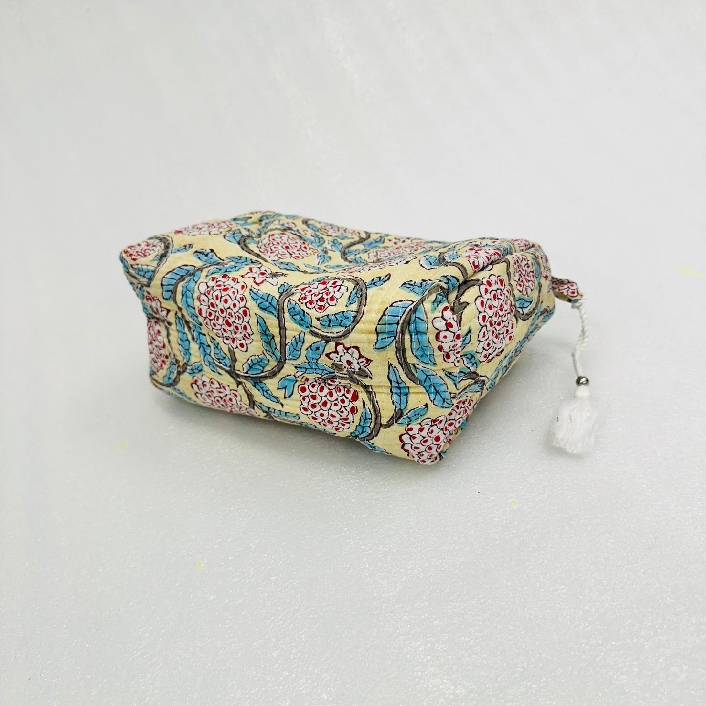 Red & Lime Yellow Floral-patterned Travel Organizer Pouch, Cosmetic Bags, Toiletry Kit