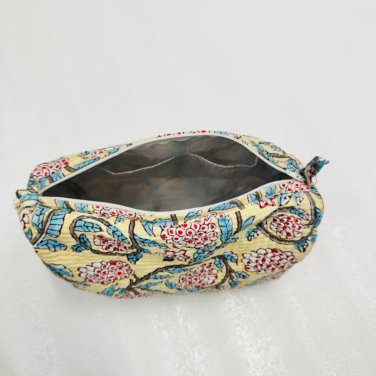 Red & Lime Yellow Floral-patterned Travel Organizer Pouch, Cosmetic Bags, Toiletry Kit