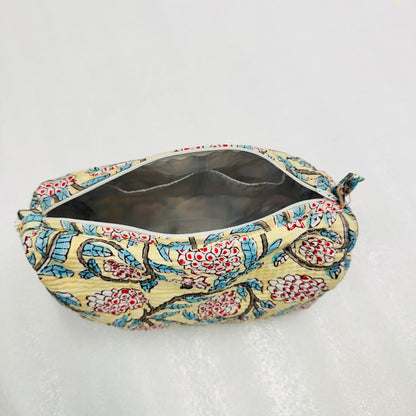 Red & Lime Yellow Floral-patterned Travel Organizer Pouch, Cosmetic Bags, Toiletry Kit