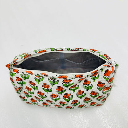 Red Green Floral printed Travel Organizer Pouch, Cosmetic Bags, Toiletry Kit