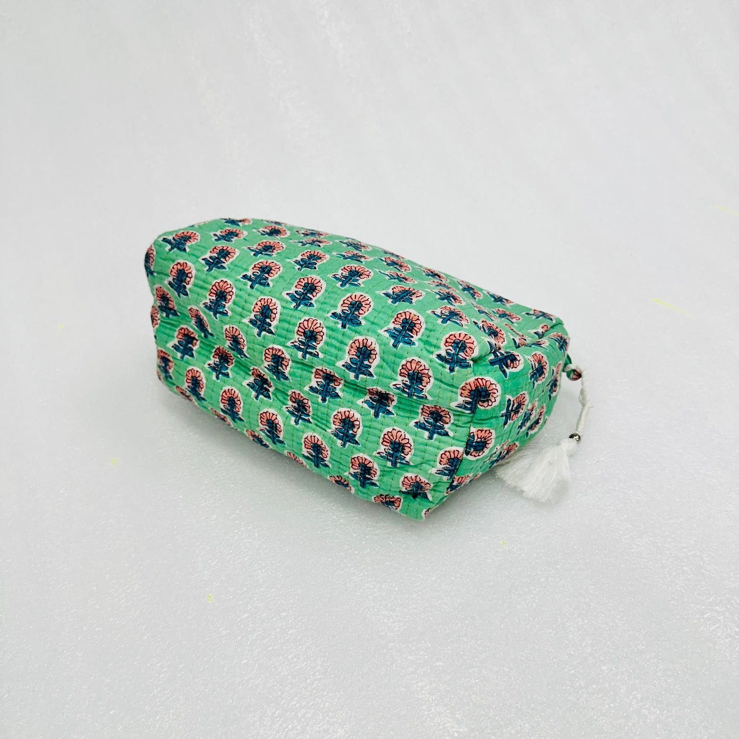 Green patterned red Floral print Travel Organizer Pouch, Cosmetic Bags, Toiletry Kit