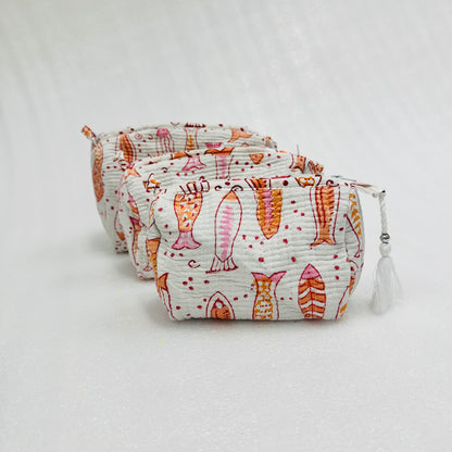 Red fish patterns Travel Organizer Pouch, Cosmetic Bags, Toiletry Kit