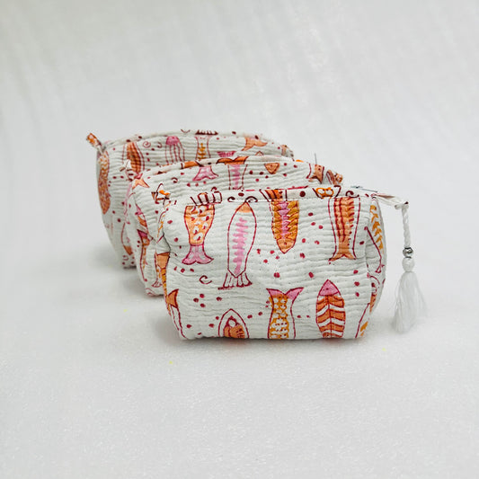 Red fish patterns Travel Organizer Pouch, Cosmetic Bags, Toiletry Kit