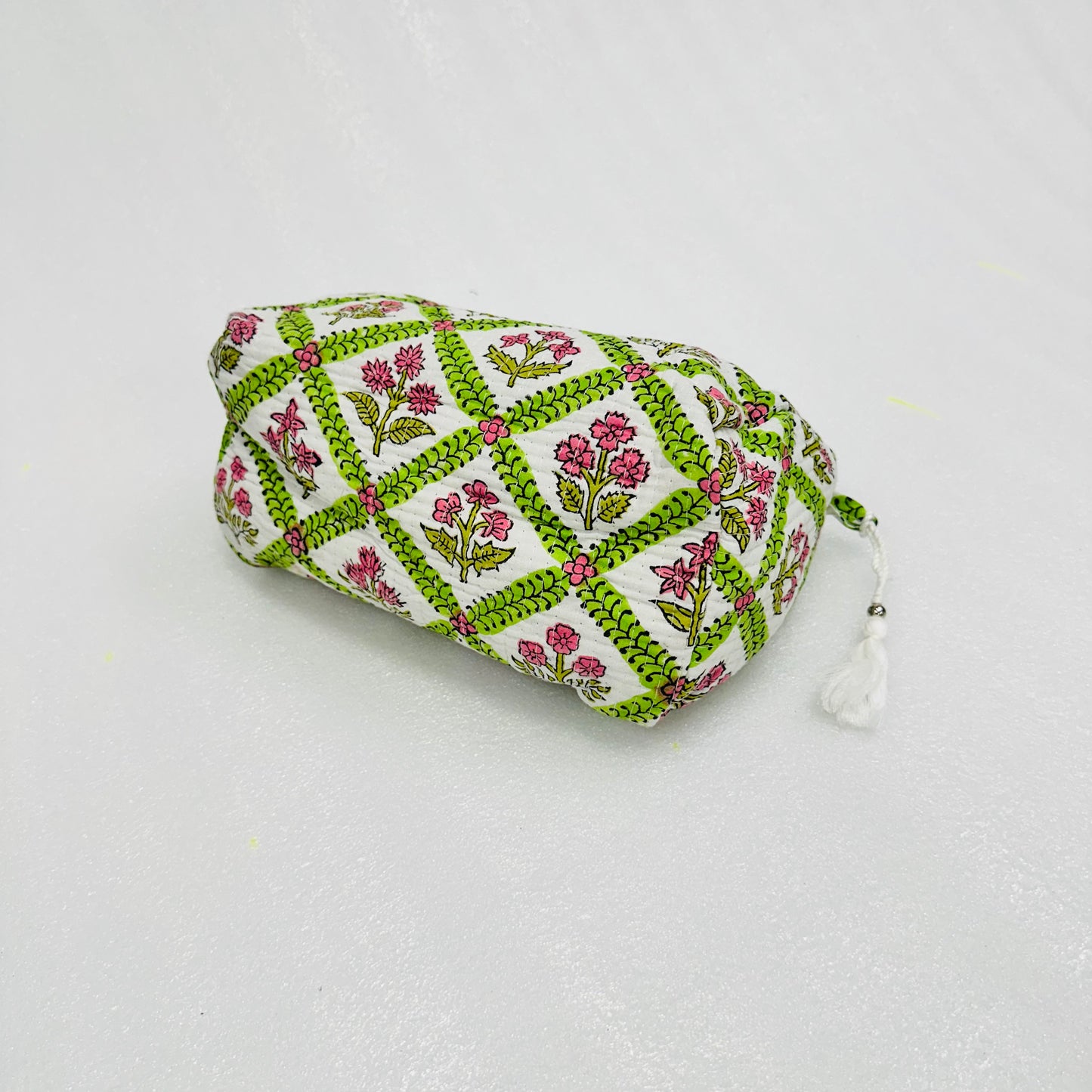 Green stripe with Floral Pattern Travel Organizer Pouch, Cosmetic Bags, Toiletry Kit