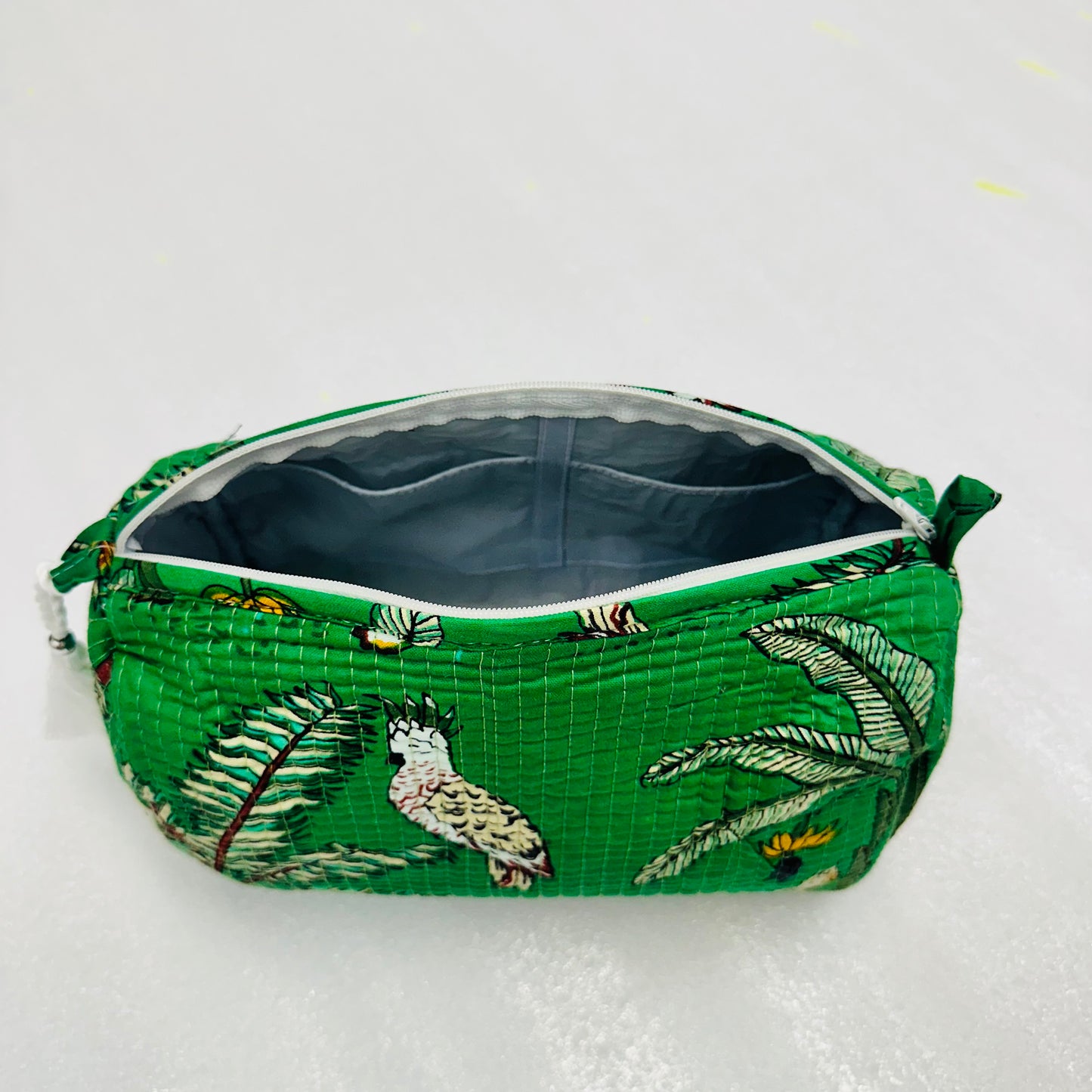 Animal Block Print with Green Fabric Travel Organizer Pouch, Cosmetic Bags, Toiletry Kit
