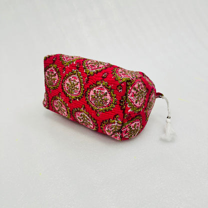 Red Floral patterned Travel Organizer Pouch, Cosmetic Bags, Toiletry Kit