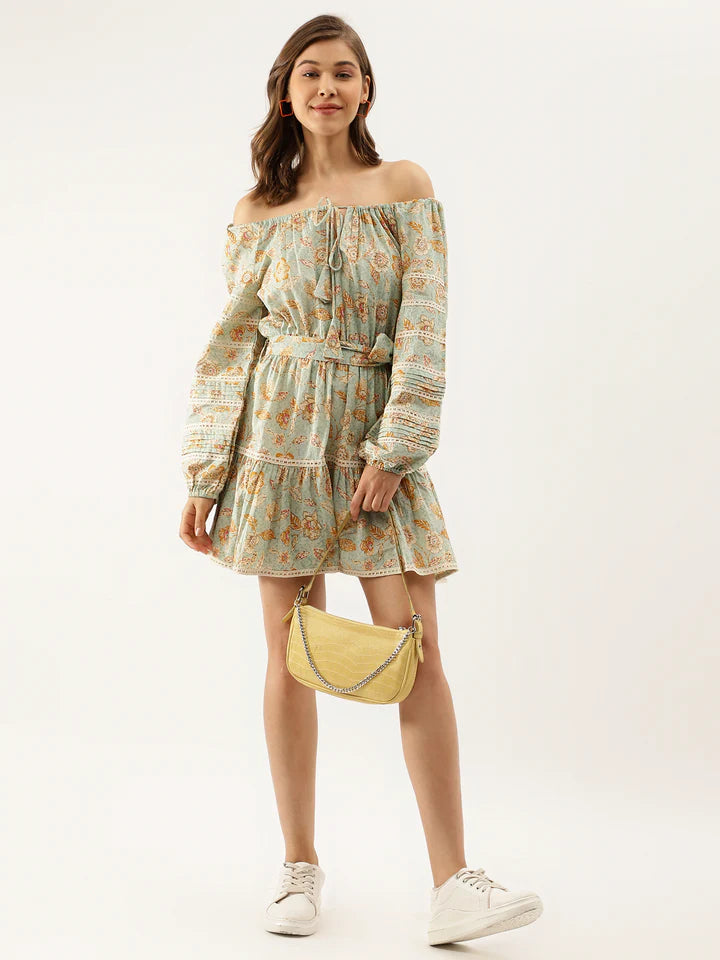 Sage Green Floral Cotton Dress – Light & Breezy Summer Wear