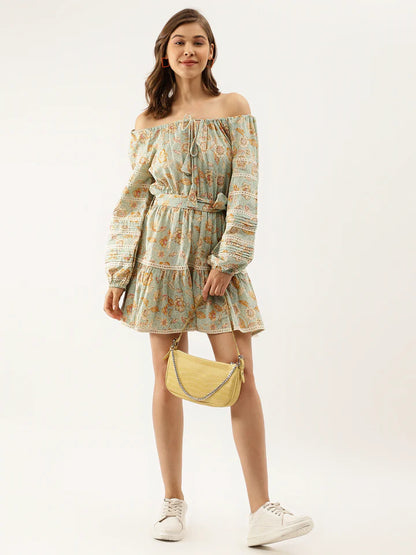 Sage Green Floral Cotton Dress – Light & Breezy Summer Wear