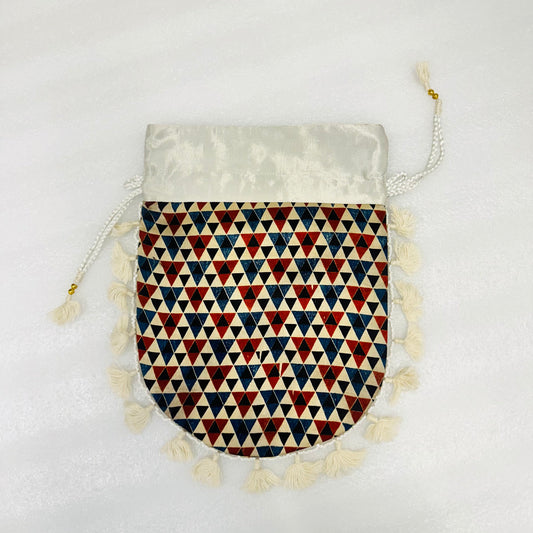 Ajarakh Mashroo Silk Potli Bag