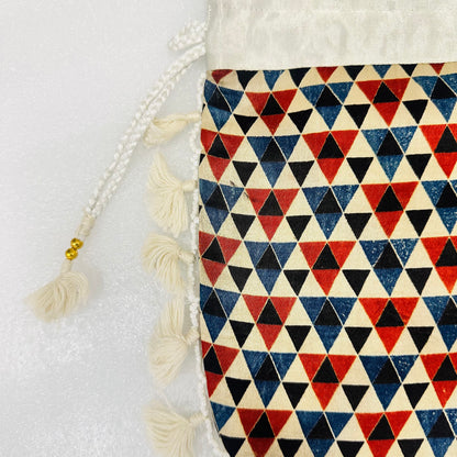 Ajarakh Mashroo Silk Potli Bag