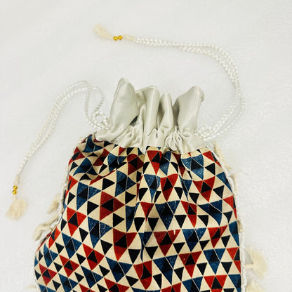 Ajarakh Mashroo Silk Potli Bag
