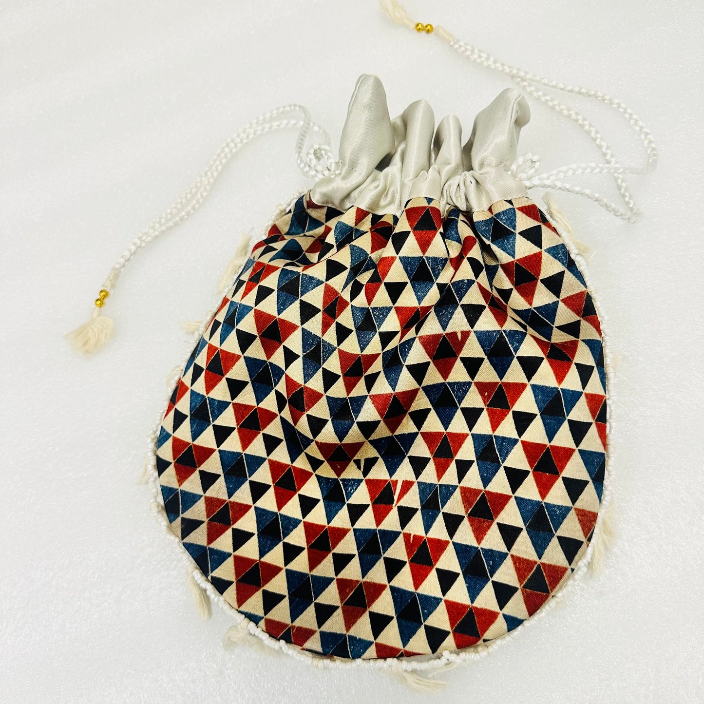 Ajarakh Mashroo Silk Potli Bag