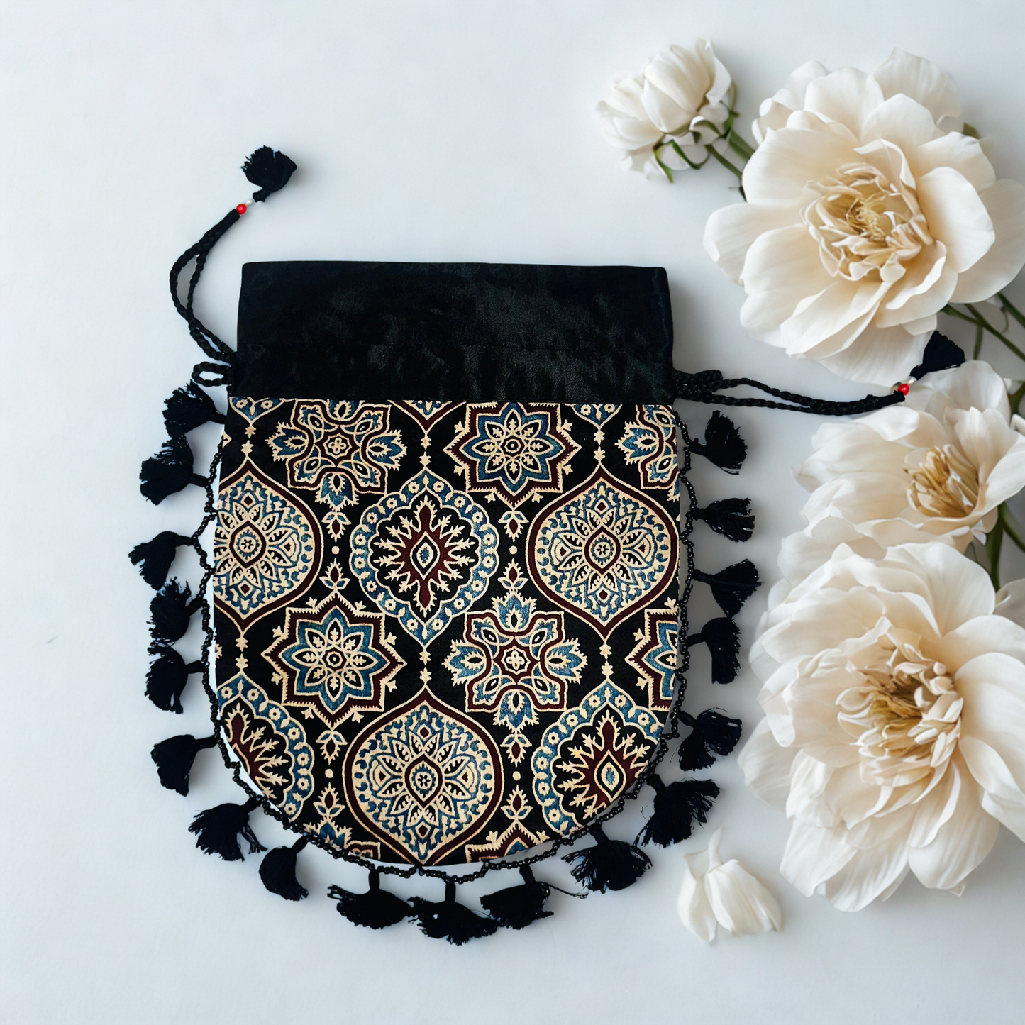 Ajarakh Mashroo Silk Potli Bag