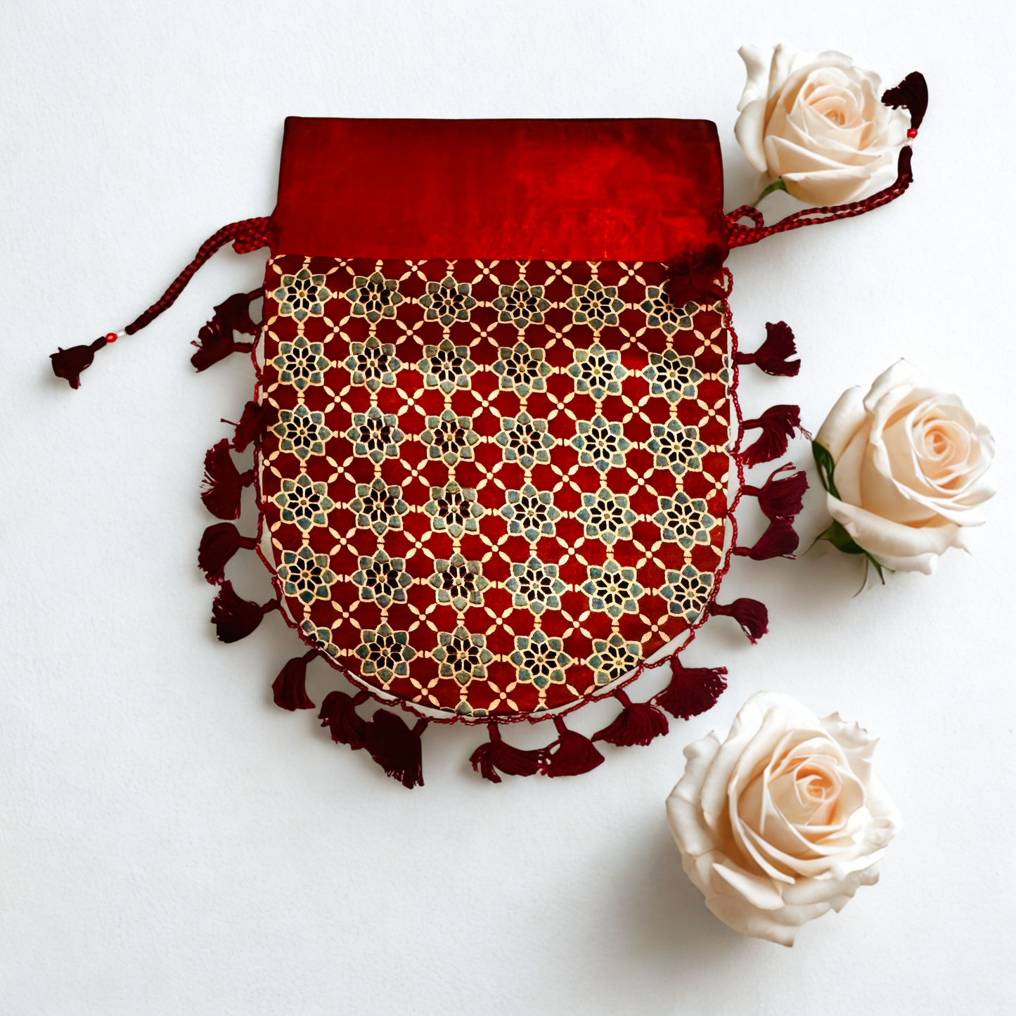 Ajarakh Mashroo Silk Potli Bag