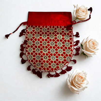 Ajarakh Mashroo Silk Potli Bag