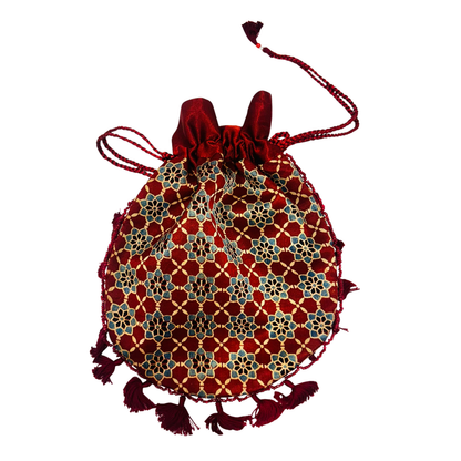 Ajarakh Mashroo Silk Potli Bag