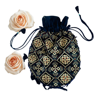 Ajarakh Mashroo Silk Potli Bag
